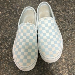 Vans size 7.5 Light checkerboard slip ons